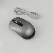 Hahanet Rechargeable Wireless Mouse, 2.4G USB Receiver Mouse with 4 Buttons & Adjustable DPI (800/1600/2400), Silent Click Ergonomic Mouse for Laptop, PC, Desktop - Silver and Black